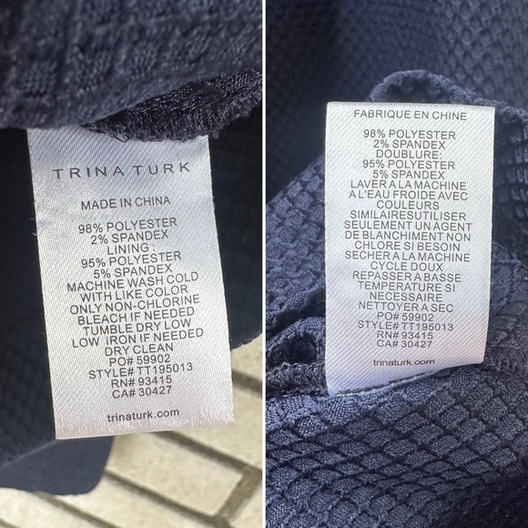 Trina Turk Observer Navy Textured V-Neck Bow Strap Cropped Jumpsuit Sz 16 - Picture 13 of 16